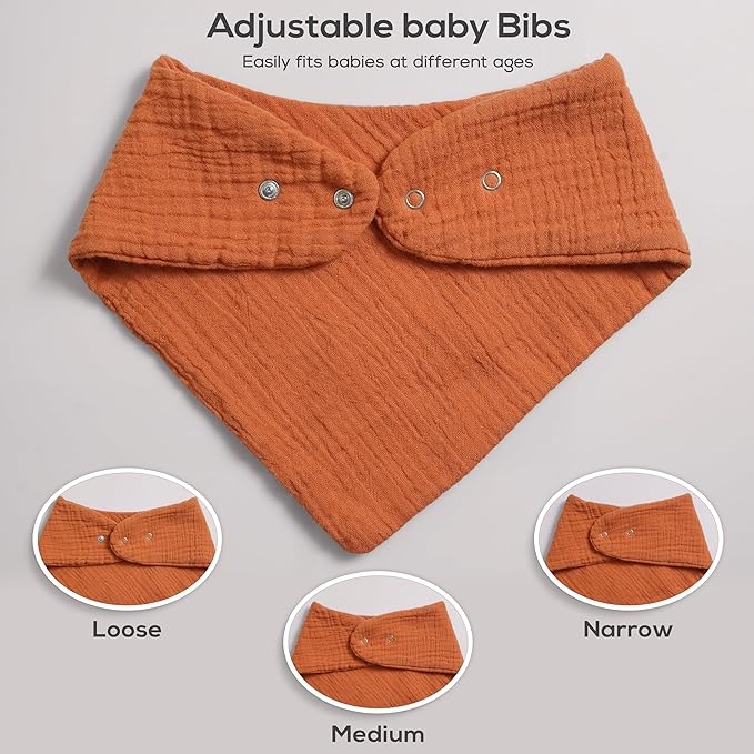 LILY O LAUREL Muslin Baby bibs for drooling and teething, 100% cotton, Bibs for baby girl, Muslin bibs for boys (8 Pack)