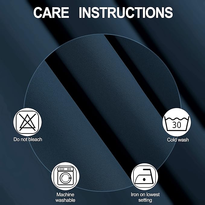 LEMOMO 100% Blackout Curtains 40 x 84 Inch/Navy Blue Curtains 2 Panels with Black Lining Room Darkening Thermal Insulated Bedroom Curtains