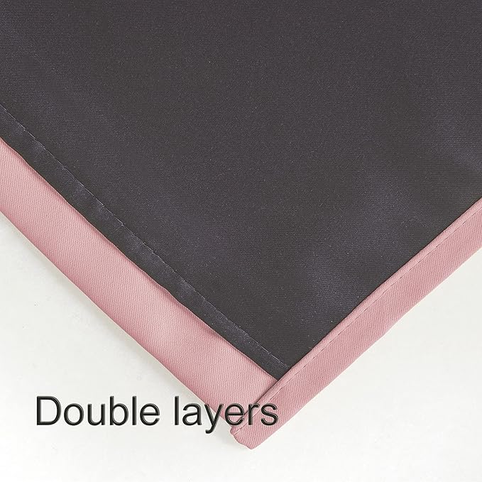 LEMOMO 100% Blackout Curtains 52 x 72 Inch/Pink Curtains 2 Panels with Black Lining Room Darkening Thermal Insulated Bedroom Curtains