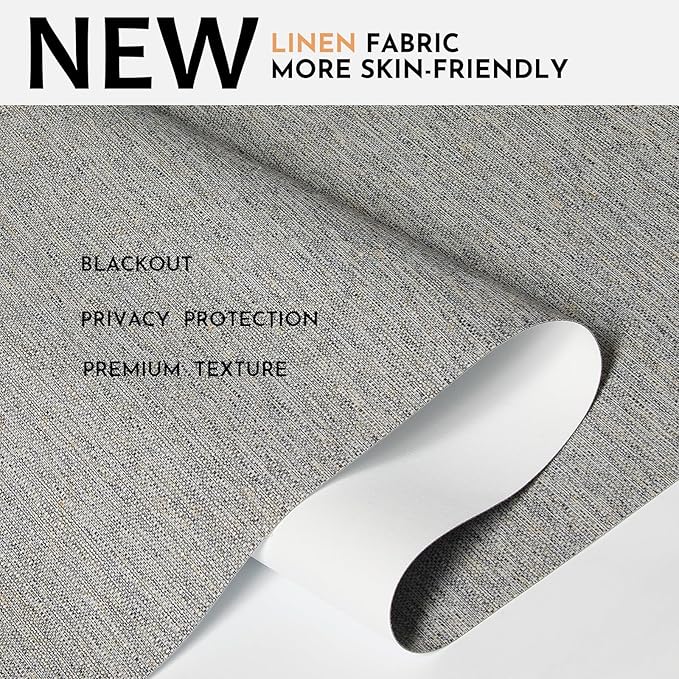 Persilux Blackout Roller Shades for Window Blinds,Cordless,Linen Fabric,Thermal Insulated Fabric UV Protection Shades for Home,Office,Bedroom,Door,Blackout-Grey,31" W X 72" H
