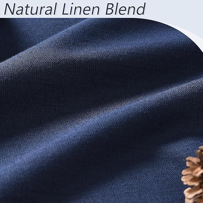 Guken Navy Blue 100% Blackout Curtains 90 Inch Length 2 Panels Set for Living Room Bedroom Back Tab Thermal Insulated Black Out Linen Drapes Room Darkening Window Curtains 90 Inches Long