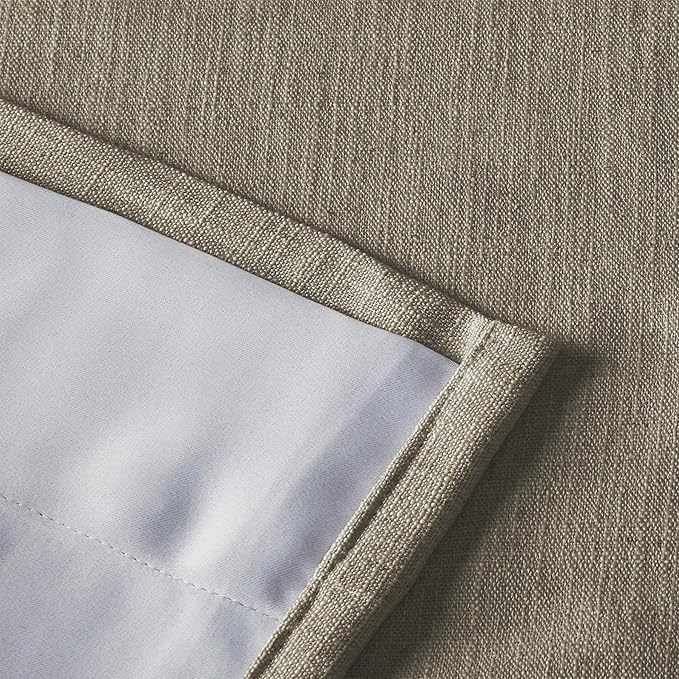 ChadMade Thermal Insulated Room Darkening Curtain 120 Inches Wide Grommet Header Faux Linen Drape for Sliding Patio Door 120Wx102L, 1 Panel, Oak, Tallis Collection