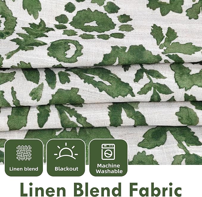 DriftAway Julia Watercolor Blackout Room Darkening Lined Thermal Insulated Energy Saving Window Curtains 2 Layers 2 Panels Each Size 52 Inch by 84 Inch Loden Green