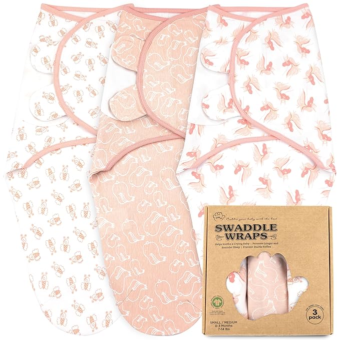 Bublo Baby Swaddles for Newborns – 3-Pack Infant Swaddles 0-3 Months – Adjustable Newborn Swaddle Sleep Sack – Soft Organic Cotton Baby Wrap for Safe & Cozy Sleep