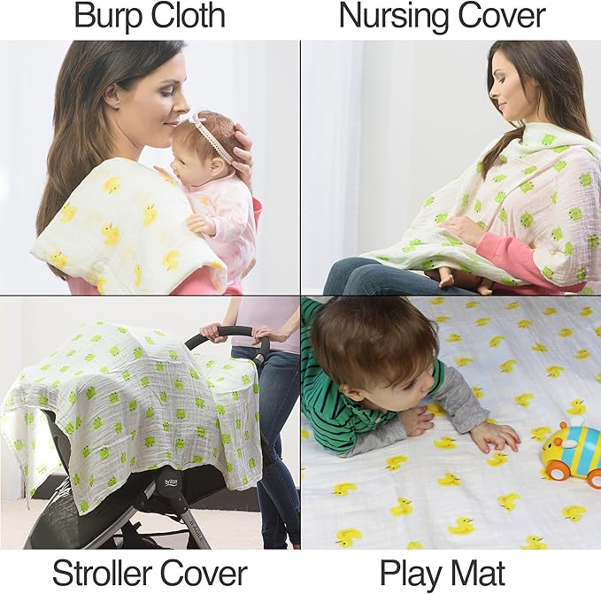WeeSprout Organic Swaddle Blankets, Set of 2 muslin swaddle blankets, GOTs Certified Organic Cotton, Extra Large 47” x 47” for Easy Swaddling, Breathable Muslin Weave Organic Baby Blanket, Natural Dye