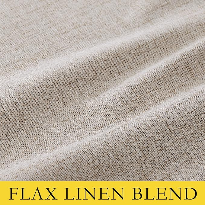 NICETOWN Linen 100% Blackout Short Curtains, 2 Panels Set, 42 x 36 Inch, Rod Pocket Thermal Insulated Curtains for Cafe Bar, Kitchen, Modern Farmhouse Decor, Natural, Flax Texture