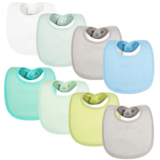 Tiny Twinkle 8 Pack Baby Bibs for Drooling and Teething – Waterproof & Absorbent Bibs for Baby Girl & Boy, Machine Washable Infant Bib Set for Newborns and Toddlers (Boy Pastel 8-Pack)
