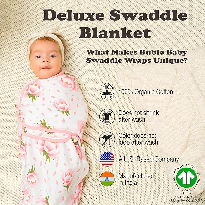 Bublo Baby Organic Swaddles for Newborns – Zipper Swaddles 0-3 Months, 3-Pack – Infant Sleep Sack – Adjustable & Breathable Swaddle Blanket Wrap for Newborn Girls