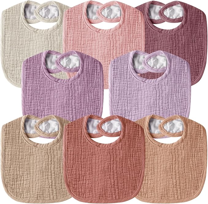 Wrrernsin Muslin Baby Bibs for Unisex Boys Girls, Cotton Drool Bibs, Adjustable Newborn Bibs for Drooling and Teething