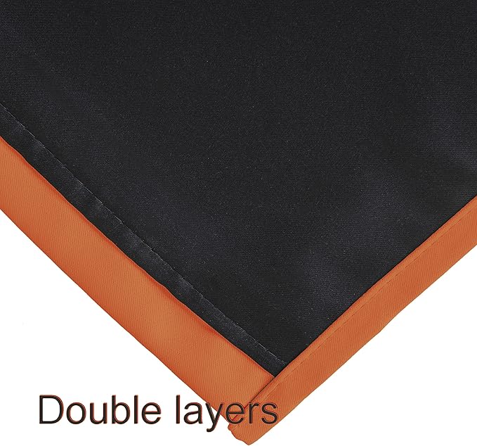 LEMOMO 100% Blackout Curtains 52 x 72 Inch/Orange Curtains 2 Panels with Black Lining Room Darkening Thermal Insulated Bedroom Curtains