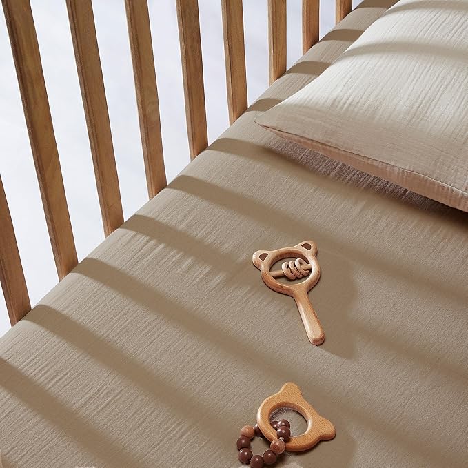 Bioweaves Organic Cotton Muslin Bassinet Sheet, GOTS Certified Extra Soft Fitted Sheet, Universal Fit for Oval Baby Bassinet Mattresses, 33" x 17", 4 Inch Pocket, Irish Cream
