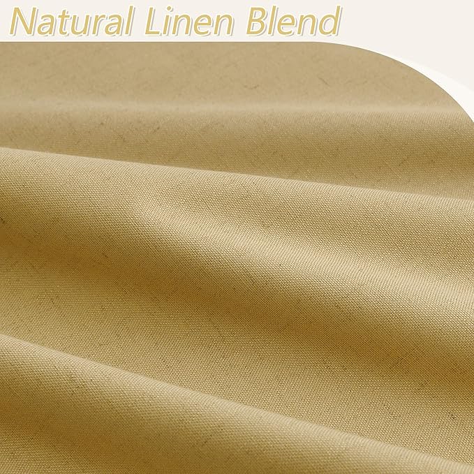 Guken 100% Blackout Curtains 80 Inch Length 2 Panels Set for Living Room Bedroom Back Tab Thermal Insulated Black Out Linen Drapes Room Darkening Window Curtains 80 Inches Long,Gold Yellow