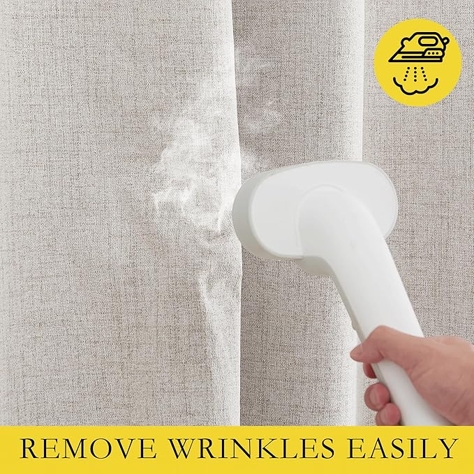 NICETOWN 100% Blackout Brich Linen Curtains for Dingning Room 90 inches Long, Thermal Insulated Window Treatments with Privacy Liner, 2 Panels, 52" W, Noise Reducing Blend Drapes for Living Room
