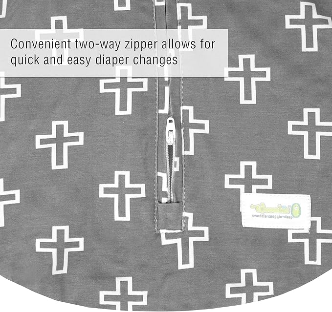 Woombie Grow with Me Baby Swaddle, Convertible Swaddle Fits 0-9 Months, Expands to Wearable Blanket for up to 18 Months, Grey Crosses