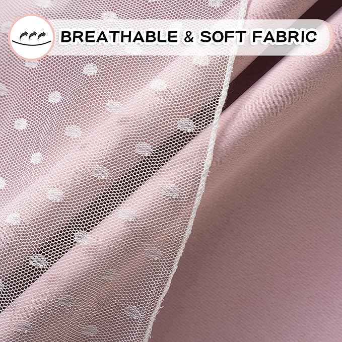 MYSKY HOME Pink Curtains for Girls Bedroom & Nursery Kids Blackout Blush Princess Curtains 63 inch Long Double Layer with Polka Dots Sheer, Grommet Tops, 52" Wide, 2 Panels