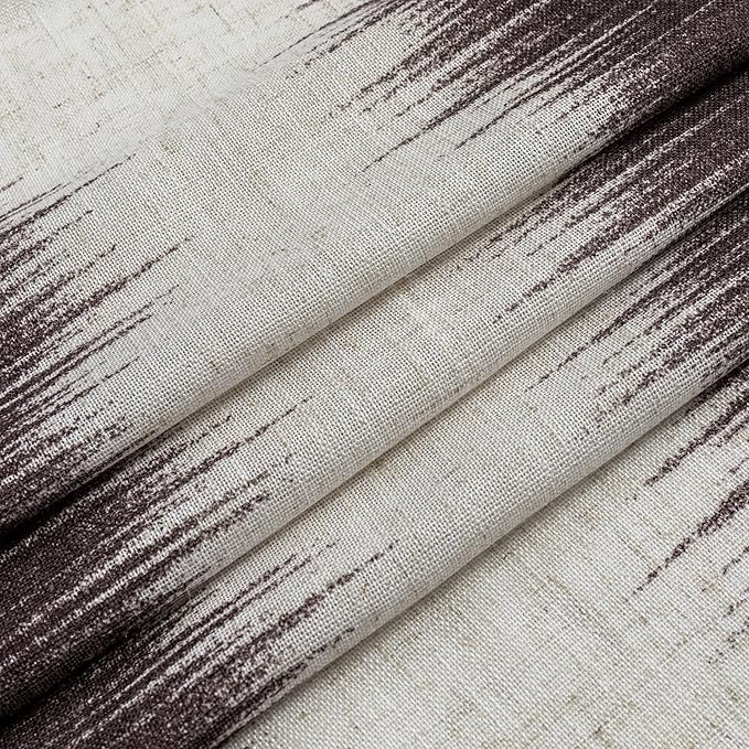 MYSKY HOME 95 Inch Curtains Light Filtering Privacy Curtains & Drapes for Patio Door Living Room, Lines Linen Look Fabric Bohemian Draperies Soft Touch Decorative Curtains, 50" x 95", Red, 2 PCs