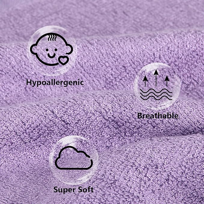 12 Pack Baby Girl Washcloths Bulk for Newborn, Extra Soft Face Bath Towel for Toddler, Absorbent Kids Wash Rag for Body, 70% Rayon Derived from Bamboo, 30% Cotton, 10"x10", Purple/Pink/Rose