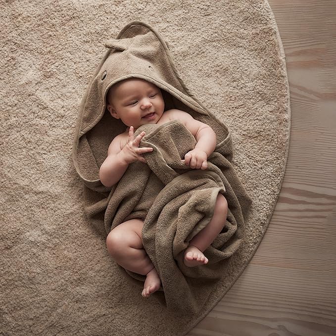Baby Hooded Towel – Organic Cotton Baby Bath Towels, 32" x 32" Super-Soft and Absorbent Baby Towels for Newborn 2-Pack (Towel Dino Green Moss/Dino Tradewinds)