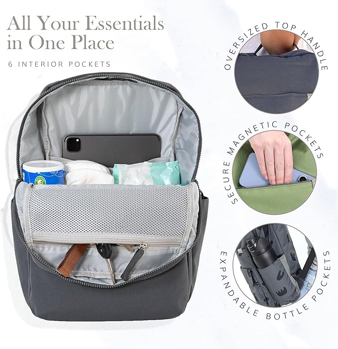 RED ROVR Roo Lightweight 1 LB Diaper Bag Backpack | 11 organizational pockets| Durable & Water-Resistant (Moss)