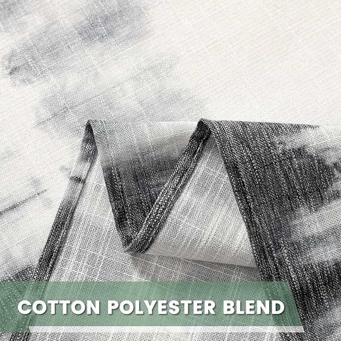 MEETSKY Flax Linen Sheer Curtains 95 Inches 2 Panels Light Filtering Window Modern Cotton Curtains for Living Room Printed Soft Rod Pocket Decorative Curtains for Office