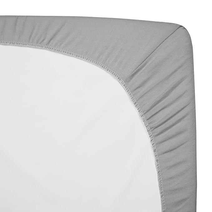 American Baby Company 2 Pack 100% Natural Cotton Fitted Mini Crib Sheets 38" x 24" - Soft & Breathable Small Nesting Portable Sheets, Fits Pack N Play Mattresses, Gray Stars and Gray, for Boys & Girls