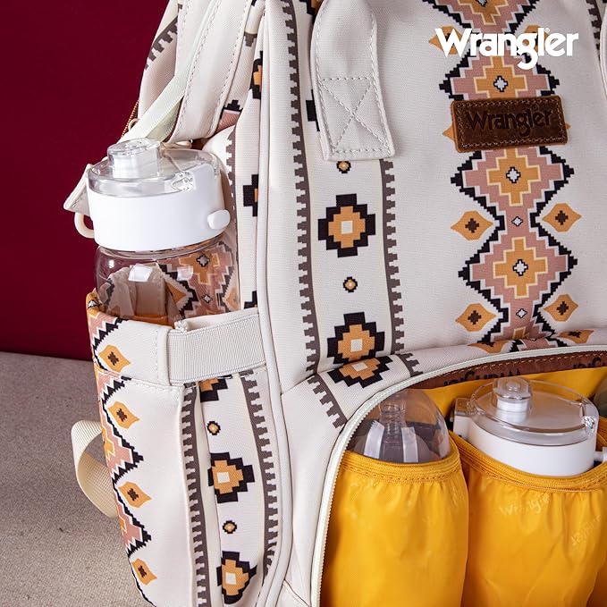 Montana West Wrangler Diaper Bag Backpack Aztec Travel Backpack Purses Western Multi-Function Baby Bags for Mom with Waterproof Insulated Pockets