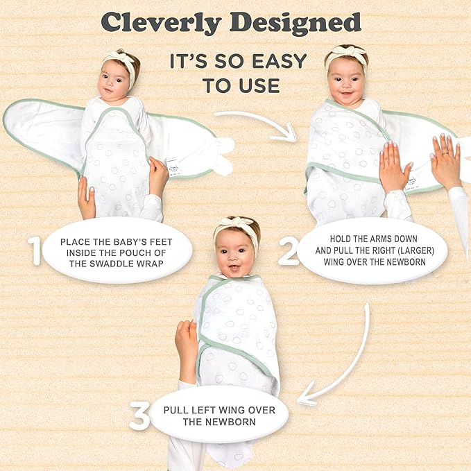Bublo Baby Swaddles for Newborns – 3-Pack Infant Swaddles 0-3 Months – Adjustable Swaddle Sleep Sack – Soft Organic Cotton Baby Wrap for Safe & Cozy Sleep