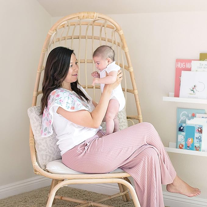 aden + anais 100% Cotton Muslin Burpy Bib – Multi-Use, Absorbent 4-Layer Burp Cloth and Full-Coverage Snap-Closure Baby Bib in One, Lap-Shoulder Drool Cloth, 22.5” X 11”, 2-Pack, Mon Fleur