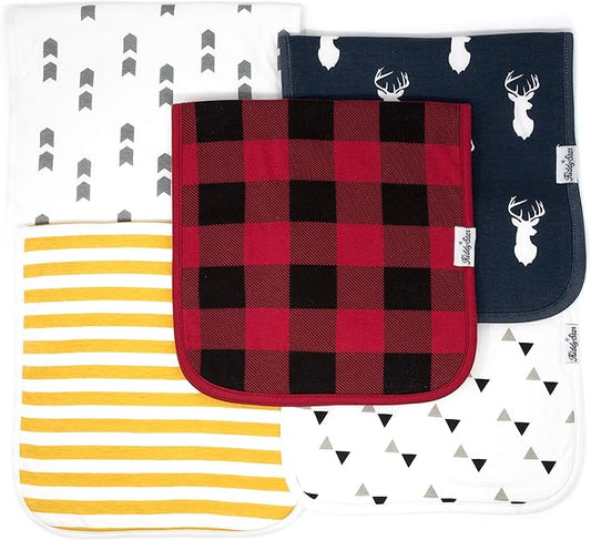 KiddyStar Premium 5-Pack Large Organic Cotton Burp Cloths – 3 Layers, Ultra Soft & Absorbent Burping Towel for Newborn Babies