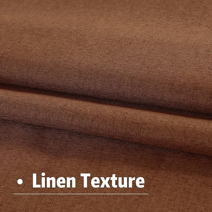DUALIFE Blackout 96 Inches Long Rust Curtains 2 Panel Set, Terracotta Curtains for Living Room Darkening Thermal/Noise Reduction Textured Flax Linen Drape 8ft Rod Pocket&Back Tab 72W x 96L