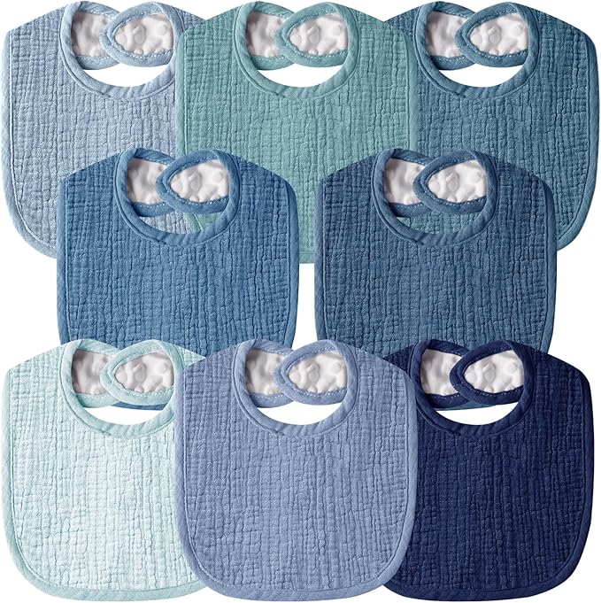 Wrrernsin Muslin Baby Bibs for Unisex Boys Girls, Cotton Drool Bibs, Adjustable Newborn Bibs for Drooling and Teething
