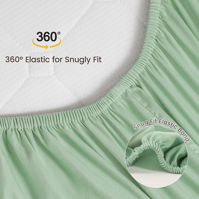 david's kids Waterproof Mini Crib Sheets, 2 Pack Ultra Soft Breathable Mini Crib Mattress Protector for Boys Girls, Universal Fit for Pack N Play, Playard and Mini Crib Mattresses, Black & Sage Green