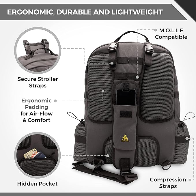 Sling Diaper Bag for Dad; Single-handed Diaper Changing System. Changing Pad and much more included