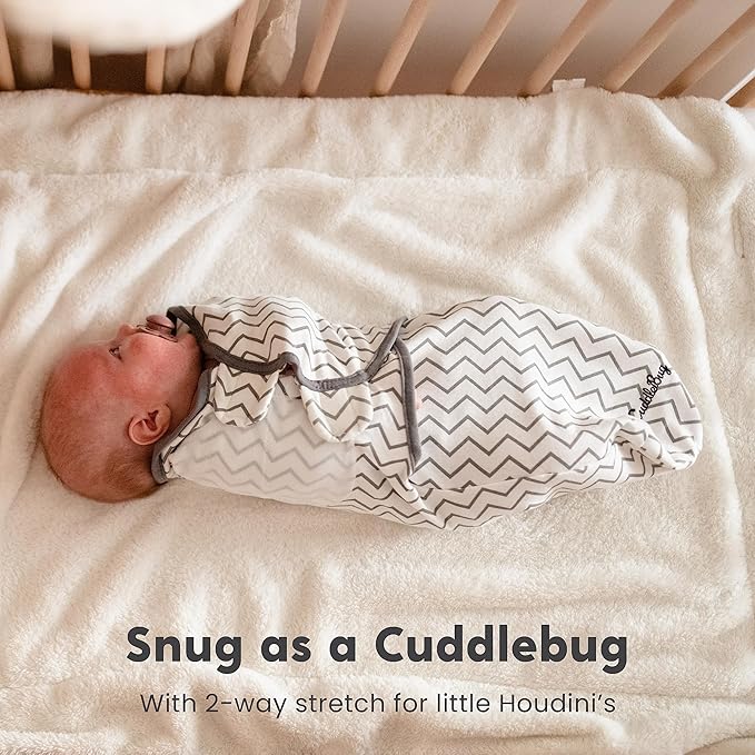 CuddleBug Swaddles for Newborns (3-Pack) - 100% Cotton Velcro Baby Swaddles 0-3 Months, Machine Washable Newborn Sleep Sacks, Snug Baby Swaddle Blanket (Spots & Stripes)