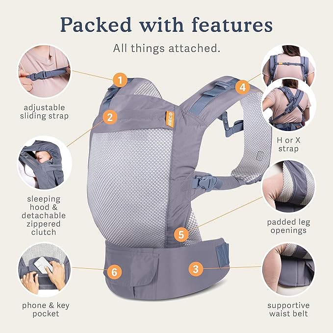 Beco Toddler Carrier (20-60 lbs) with Breathable 3D Mesh & Extra Wide Seat - Front-Carry & Backpack Style - Lightweight Sling Carrier for Children from 18months - Cool Dark Grey