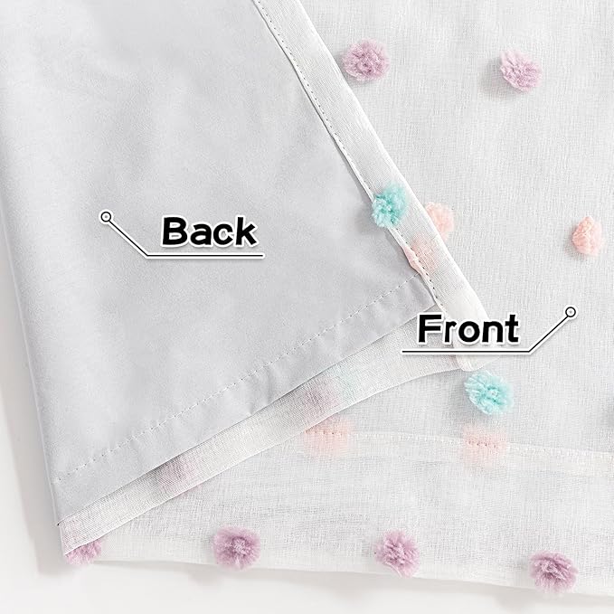 MYSKY HOME Kids Blackout Curtains for Boys Bedroom 84 Inch Long 100% Light Blocking Cute Curtains for Playing Room 2 Panels Grommet Nursery Drapes with Rainbow Pom Pom Sheer 2 Layered 52W x 84L