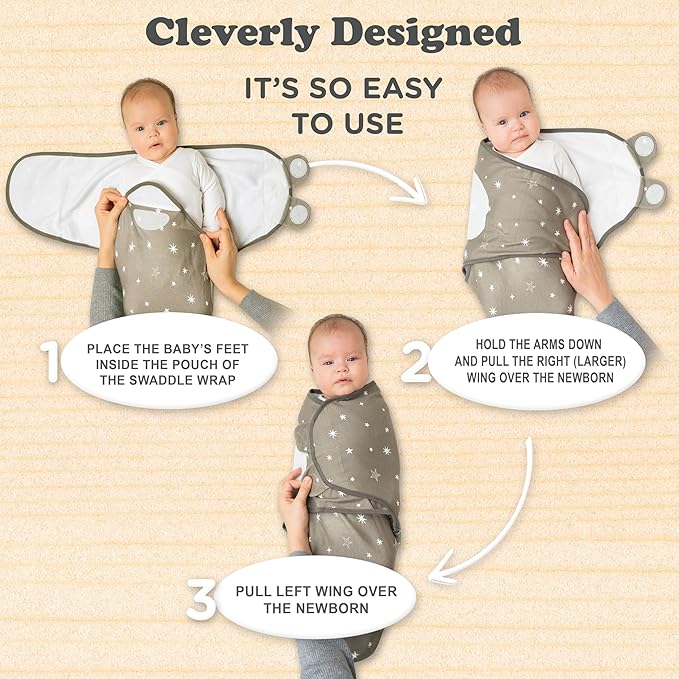 Bublo Baby Swaddles for Newborns – 3-Pack Infant Swaddles 3-6 Months – Adjustable Swaddle Sleep Sack – Soft Organic Cotton Baby Wrap for Safe & Cozy Sleep (Galaxy)