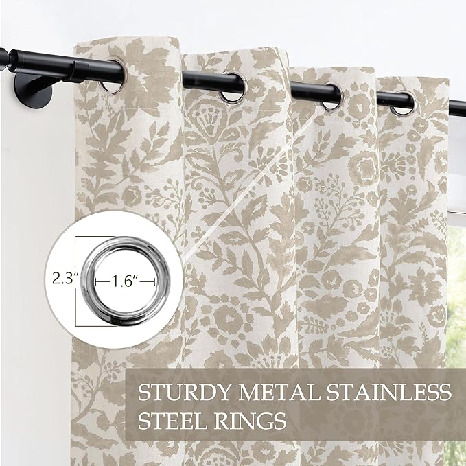 DriftAway Julia Watercolor Blackout Room Darkening Lined Thermal Insulated Energy Saving Window Curtains 2 Layers 2 Panels Each Size 52 Inch by 90 Inch Camel Beige