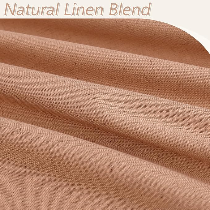 Guken 100% Blackout Curtains 96 Inch Length 2 Panels Set for Living Room Bedroom Back Tab Thermal Insulated Black Out Linen Drapes Room Darkening Rose,52x96