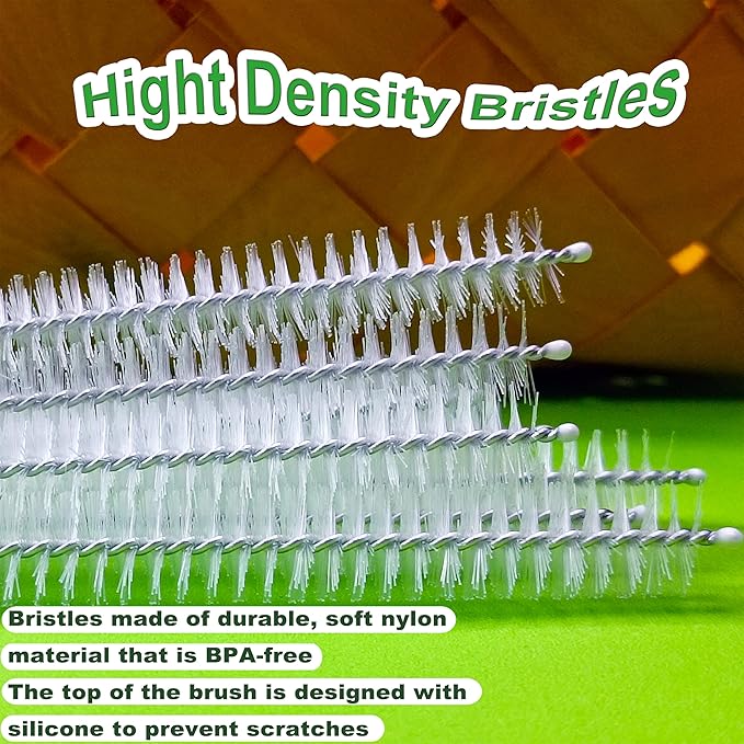 Straw Brush Long 14 Inch, Straws Cleaner Brush of Bristles Diameter 12 mm, Straw Cleaning Brush with Stainless Steel Nylon Bristles for Cleaning Straw on Cup,Stanley, Owala Cup, Water Bottle (6 PCS)