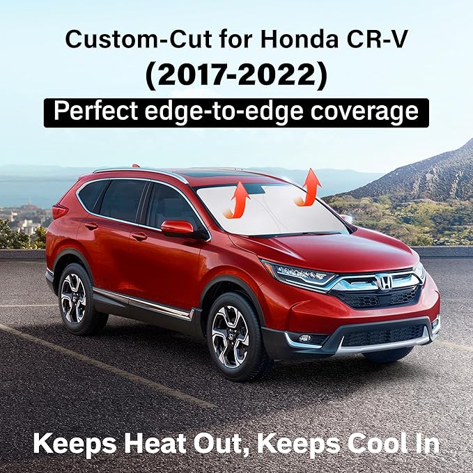 EcoNour Windshield Sun Shade Compatible for Honda CR-V 2017–2022 | SUV Front Window Sun Visor Protector | Foldable 4-Layer Sunshade | Blocks UV Rays & Keeps Interior Cooler