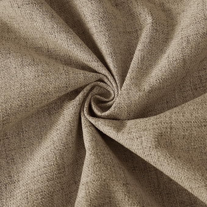 RYB HOME 100% Blackout Linen Textured Curtains for Bedroom, Farmhouse Thermal Insulated Window Curtains for Living Room Dining Patio Sliding Glass Door, Wide 52 x Long 102 inch, Burlap, 2 Panels