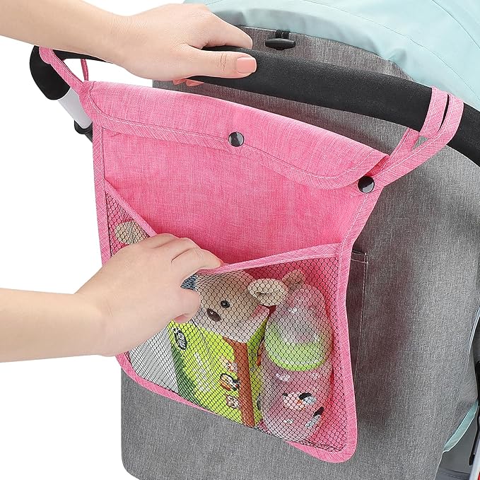 Accmor Universal Stroller Organizer, Mesh Bag Fits for Uppababy, Nuna, Britax, Doona Strollers, Non-Slip Adjustable Stroller Mesh Cargo Net Storage Caddy Accessories