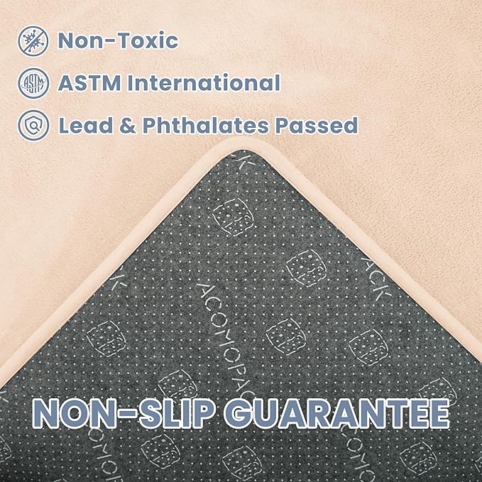 ACOMOPACK 1.3" Thick Baby Play Mat for Floor 50x50"-Memory Foam Water-Repellent Playpen Mat for Tummy Time,Non-Slip Soft Velvet Nursery Rug for Kids,Toddlers,Infants Crawling（Blush）