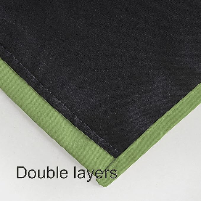 LEMOMO 100% Blackout Light Green Curtains with Black Lining/52 x 63 Inch/Set of 2 Panels Thermal Insulated Room Darkening Curtains for Bedroom