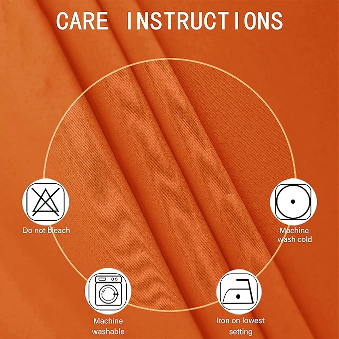 LEMOMO 100% Blackout Curtains 52 x 72 Inch/Orange Curtains 2 Panels with Black Lining Room Darkening Thermal Insulated Bedroom Curtains