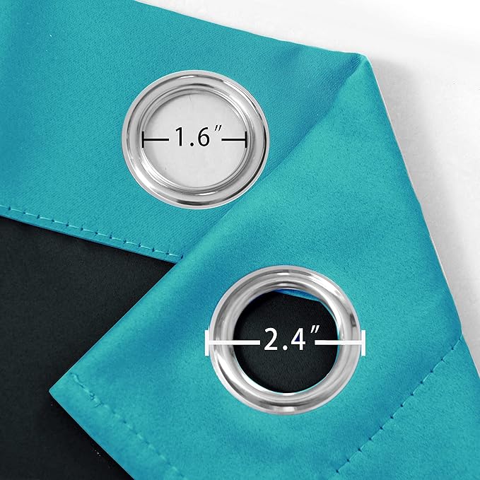 LEMOMO 100% Blackout Curtains 52 x 72 Inch/Teal Curtains 2 Panels with Black Lining Room Darkening Thermal Insulated Bedroom Curtains