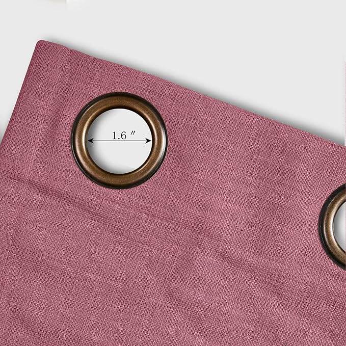 ChadMade 100W x 96L Inch Burgundy Red Linen Polyester Curtain Drapes with Blackout Lining, Room Darkening Antique Bronze Grommet Curtain for Sliding Glass Door Patio Door Living Room (1 Panel)