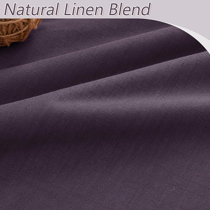 Guken 100% Blackout Curtains 90 Inch Length 2 Panels Set for Living Room Bedroom Back Tab Thermal Insulated Black Out Linen Drapes Room Darkening Window Curtains 90 Inches Long,Plum