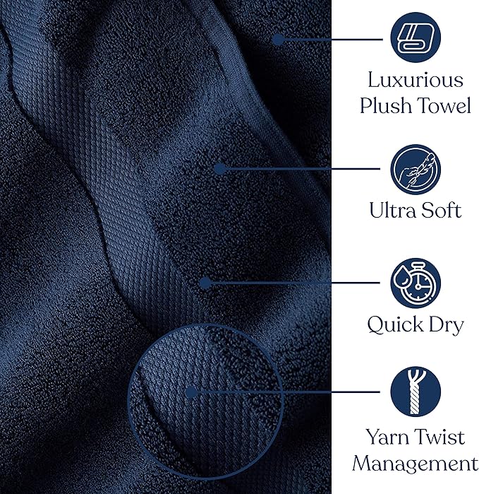 Delara Organic Cotton Luxuriously Plush Hand Towel Pack of 2 | GOTS & OEKO-TEX Certified | Premium Hotel Quality Towels | Feather Touch Technology|650 GSM Long Staple|Soft, Quick Dry & Ultra-Absorbent
